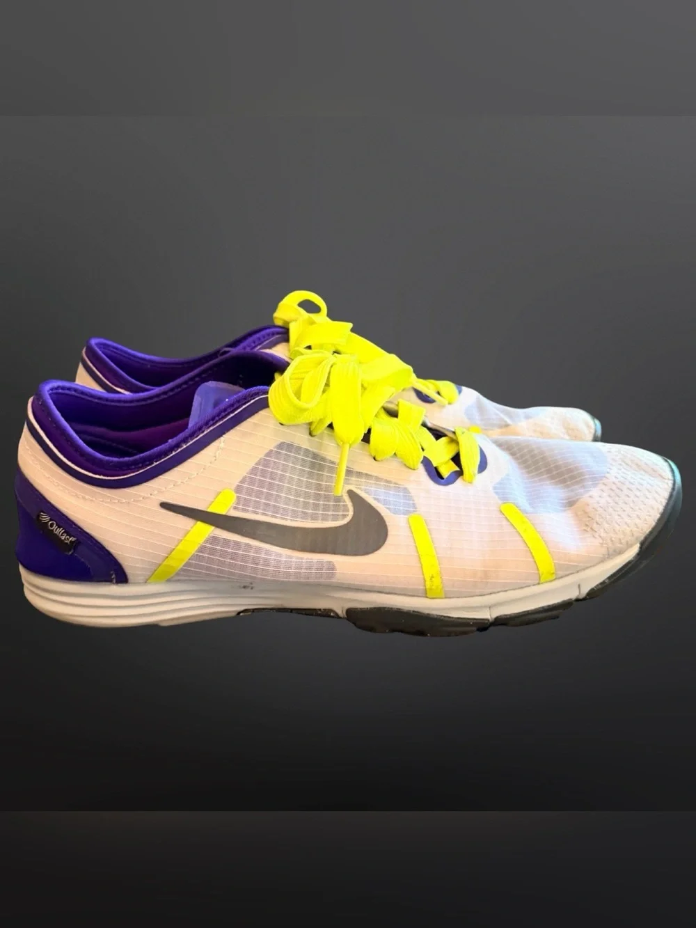 Nike Lunar Element Sneakers White Purple Neon Yellow Women’s 9